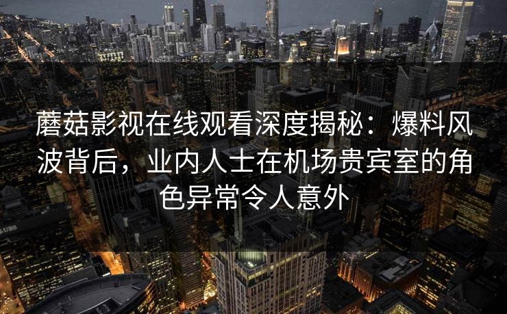 蘑菇影视在线观看深度揭秘：爆料风波背后，业内人士在机场贵宾室的角色异常令人意外