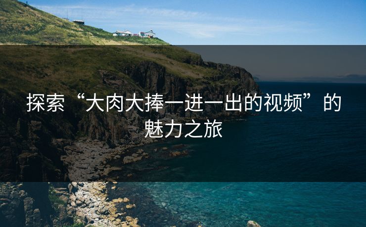 探索“大肉大捧一进一出的视频”的魅力之旅